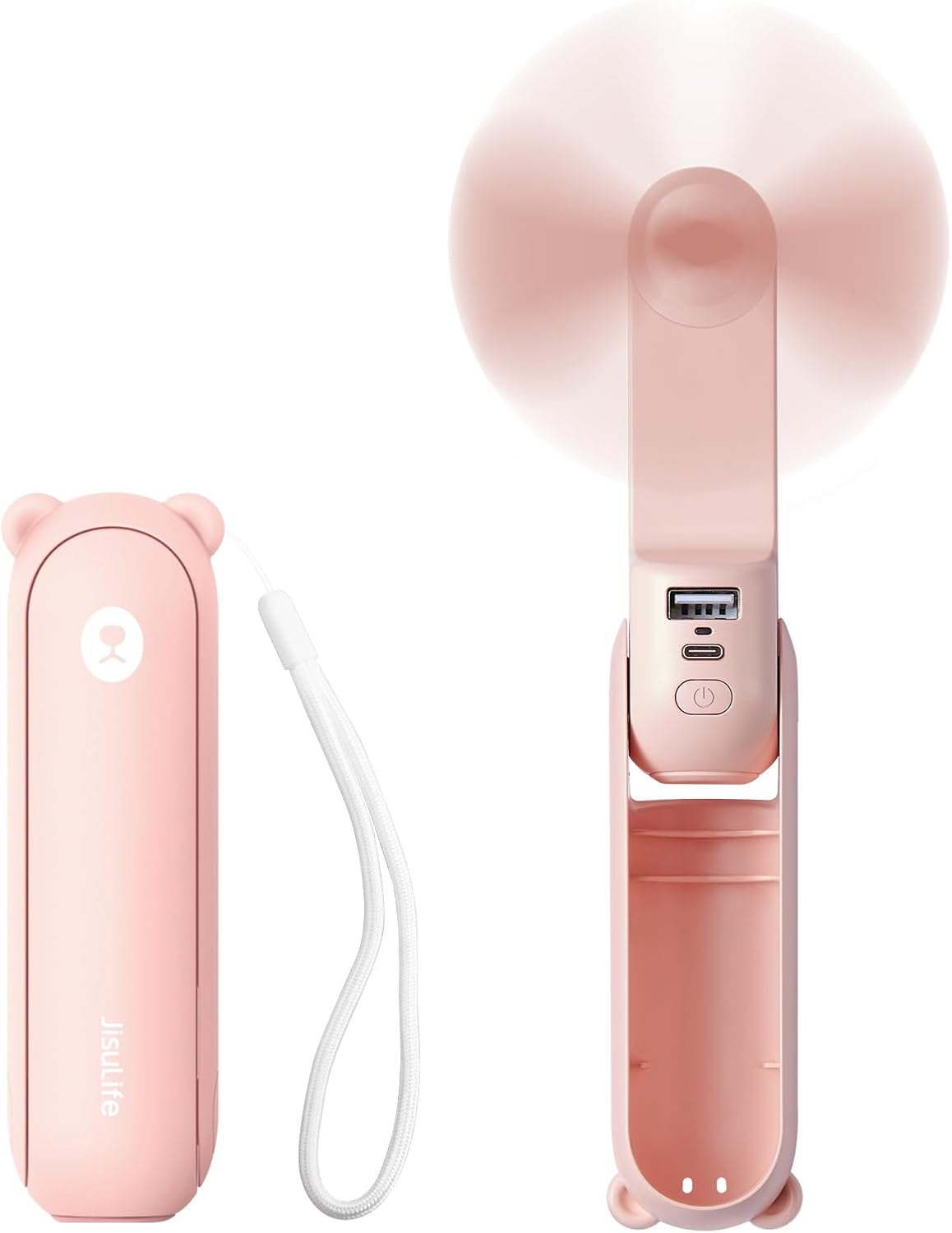 JISULIFE - Mini ventilateur portatif 3 en 1, avec batterie externe